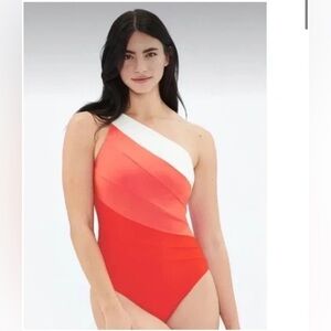 Summer salt sidestroke grapefruit coral one piece swimsuit